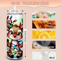 Cute Reindeer Tumbler 20oz Skinny, Wrapped in Christmas Lights Holiday Cheer Gift for Girl, Iced Coffee Travel Mug - Thumbnail 1