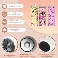 ​"Lookin' Like a Snack" Christmas Tumbler 20oz Skinny, Retro Pink Holiday Tree Humor Gift, Cute Aesthetic Travel Mug - Thumbnail 3