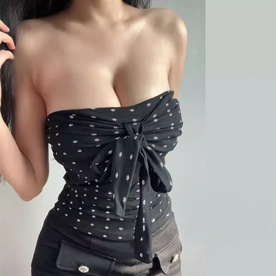 Retro strapless camisole with bow