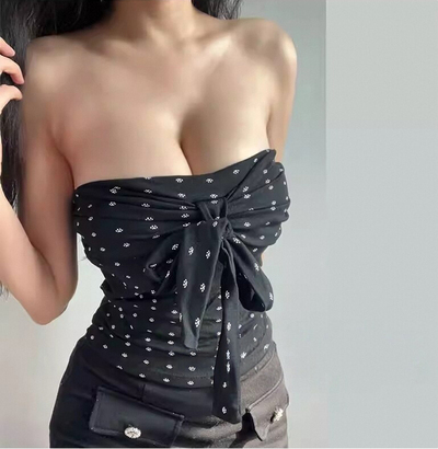 Retro strapless camisole with bow