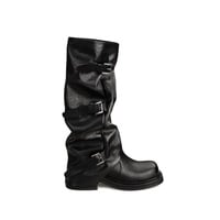 Women's stylish high-top knight boots with pleats adding 6cm in height. - Thumbnail 5