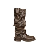 Women's stylish high-top knight boots with pleats adding 6cm in height. - Thumbnail 6
