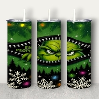 ​"EW PEOPLE" Grinch Style Zipper Tumbler 20oz Skinny, Funny Christmas Parody Gift for Introvert, Sarcastic Holiday Travel - Thumbnail 2