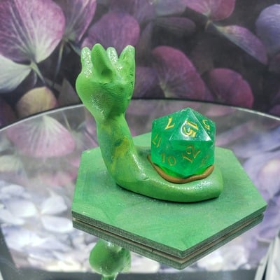 Shimmery green snail dice guardian