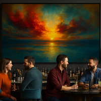 Radiant Horizon Fiery Sunset Over Tranquil Sea - Thumbnail 2