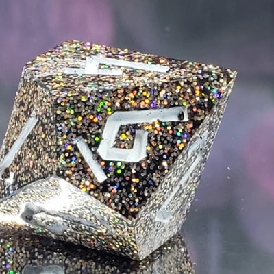 Dark gold glitter 10d10 handmade dice set