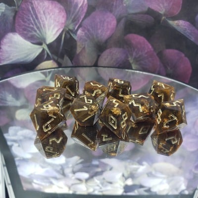 Molten gold 10d10 handmade dice set