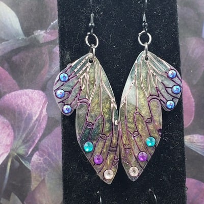 Scarab blue butterfly earrings