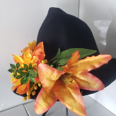 Tropical orange floral hat - Thumbnail 2