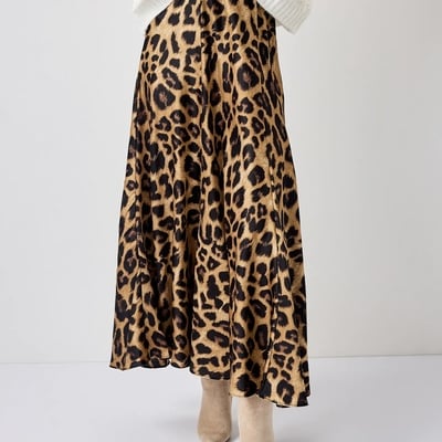 Satin leopard skirt