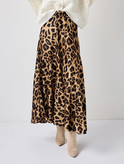 Satin Leopard Skirt