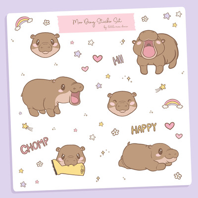 Moo deng mini sticker sheet - Thumbnail 1