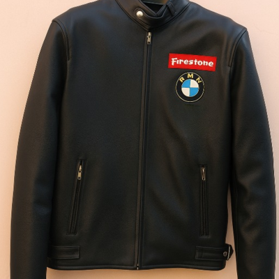 Crafted leather black genuine leather sports biker motorcycle jacket