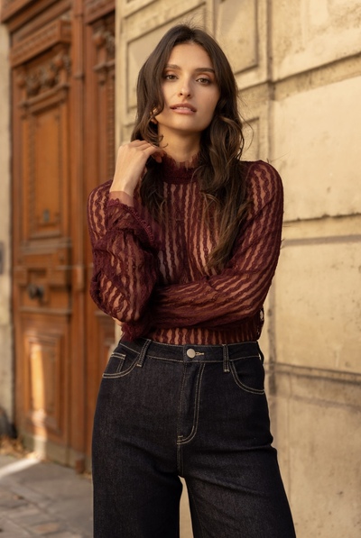 Veil Lace High Neck Top