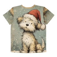 Merry Christmas Pup Youth crew neck t-shirt - Thumbnail 1