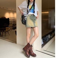 Retro distressed short Martin boots with thick soles 2 colors - Thumbnail 2