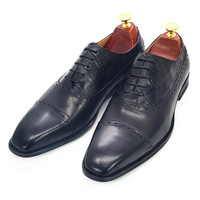 Top-layer calfskin three-joint men's business leather shoes brogue handmade Oxford shoes 2 colors - Thumbnail 6