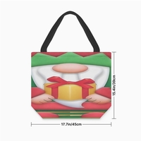 Christmas Gnome Canvas Tote Bag, Holiday Gift Holder Shoulder Bag, Festive Elf Gift , Free Ship - Thumbnail 1
