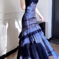 Blue Straps Sweetheart Long Formal Dress - Thumbnail 4