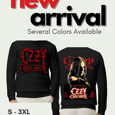Unisex ozzy osbourne red logo & back graphic crewneck sweatshirt | god bless ozzy | s-3xl multiple colors | heavy metal rock merch