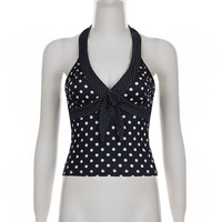 Polka dot deep V-neck halter top - Thumbnail 2