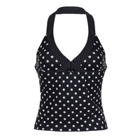 Polka dot deep V-neck halter top - Thumbnail 3