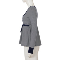 Lace-trimmed striped babydoll top - Thumbnail 1