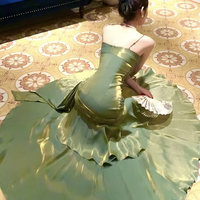 Green Straps Sweetheart Long Formal Dress - Thumbnail 1