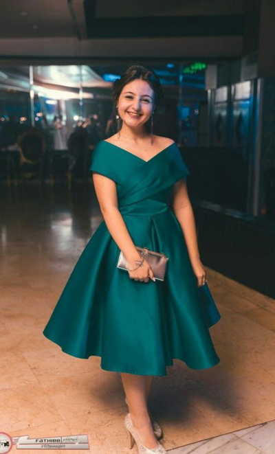 Tea-length Green Mother of Bride/ Groom Dress Evening Dress