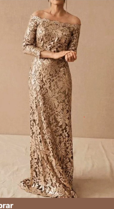 Simple Champagne Lace Mother of Bride/ Groom Dress Formal Prom Dress