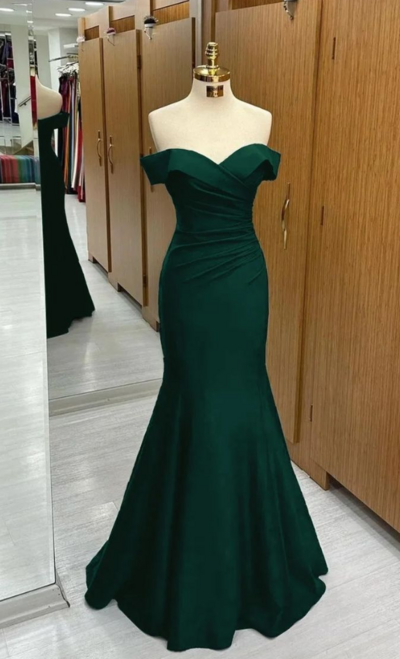 Elegant Off Shoulder Mother of the Bride/Groom Dress Green Prom Dress