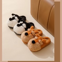 Fluffy Dog Plush Slippers - Thumbnail 2