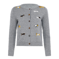 Versatile, fun, and cute puppy jacquard cardigan sweater - Thumbnail 3