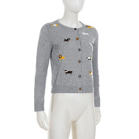 Versatile, fun, and cute puppy jacquard cardigan sweater - Thumbnail 5