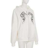 Snake Pattern Silver Foil Loose Sweatshirt - Thumbnail 1