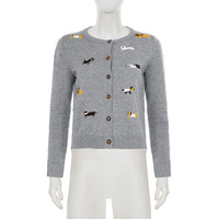 Versatile, fun, and cute puppy jacquard cardigan sweater - Thumbnail 6