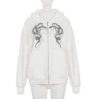 Snake Pattern Silver Foil Loose Sweatshirt - Thumbnail 5