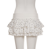 Star-print color-blocked elastic double-layer cake skirt - Thumbnail 3