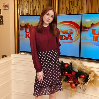 Polka dot irregular ruffle skirt