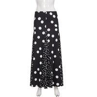 Retro polka dot patchwork elegant A-line maxi skirt - Thumbnail 1