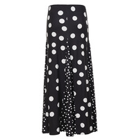 Retro polka dot patchwork elegant A-line maxi skirt - Thumbnail 2