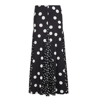 Retro polka dot patchwork elegant A-line maxi skirt - Thumbnail 6