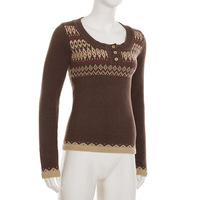 Retro color-blocked knit crew neck sweater with buttons - Thumbnail 3