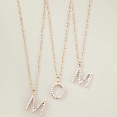 Pearly charm initial necklace - clearance
