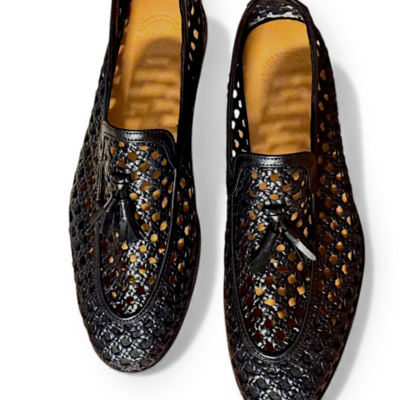 Crafted leather men’s handmade classic black leather tassel loafers dress shoes