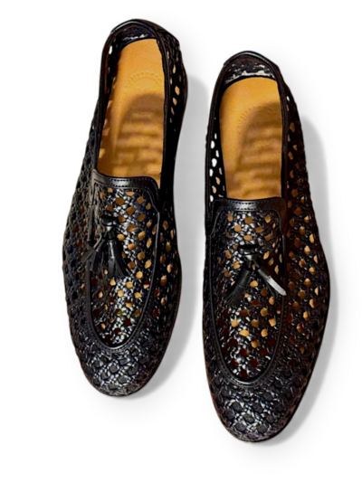 Crafted Leather Men’s Handmade Classic Black Leather Tassel Loafers Dress Shoes