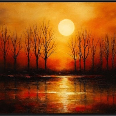 Sunset over reflective water