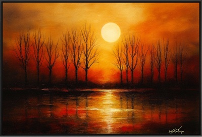 Sunset Over Reflective Water