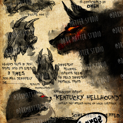 Cryptid studies: hellhound | original art prints