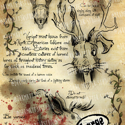 Cryptid studies: jackalope | original art prints
